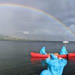 洞爺湖でカヌー。虹も。